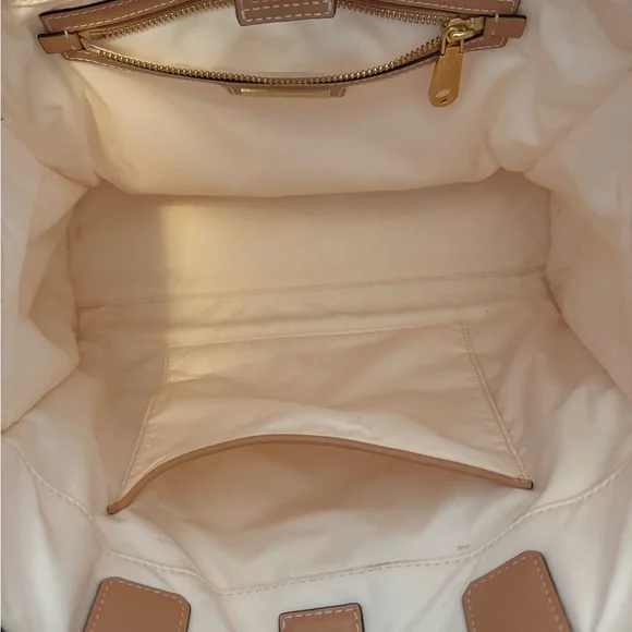 Tory Burch Ella Printed Tote Bag - Cream and Tan - Picture 8 of 9